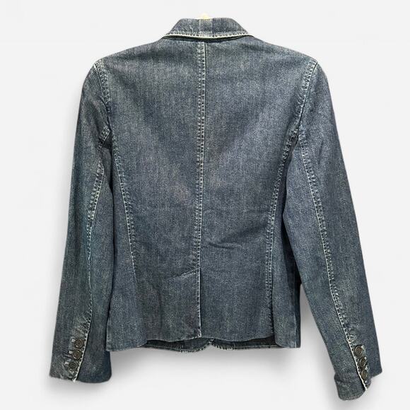 Ann Taylor Structured Denim Blazer Classic 90s Minimalist Tailored Jacket - Picture 3 of 11